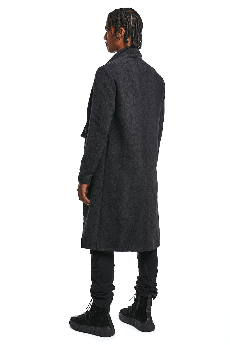 BLACK JACQUARD COTTON BLEND COAT