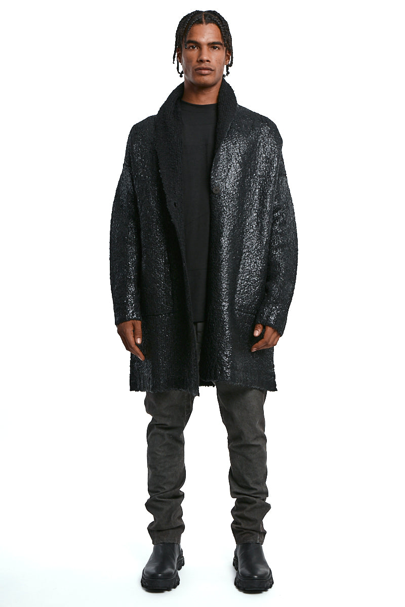 BLACK COATED BOUCLE COAT
