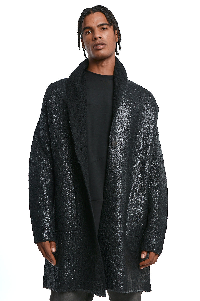 BLACK COATED BOUCLE COAT