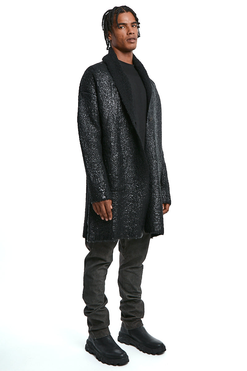 BLACK COATED BOUCLE COAT