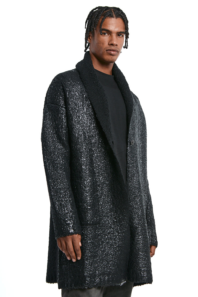 BLACK COATED BOUCLE COAT