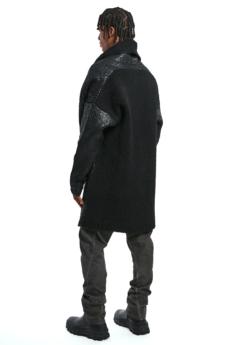 BLACK COATED BOUCLE COAT