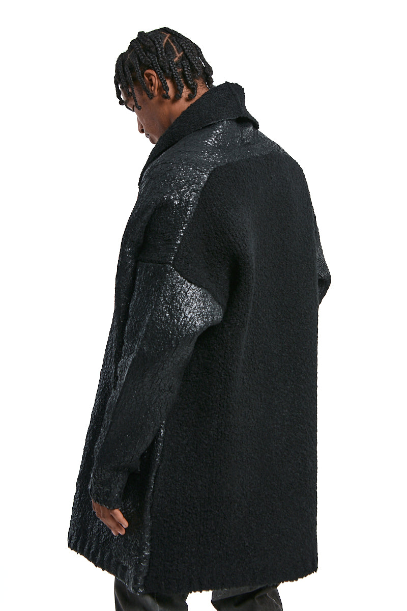 BLACK COATED BOUCLE COAT