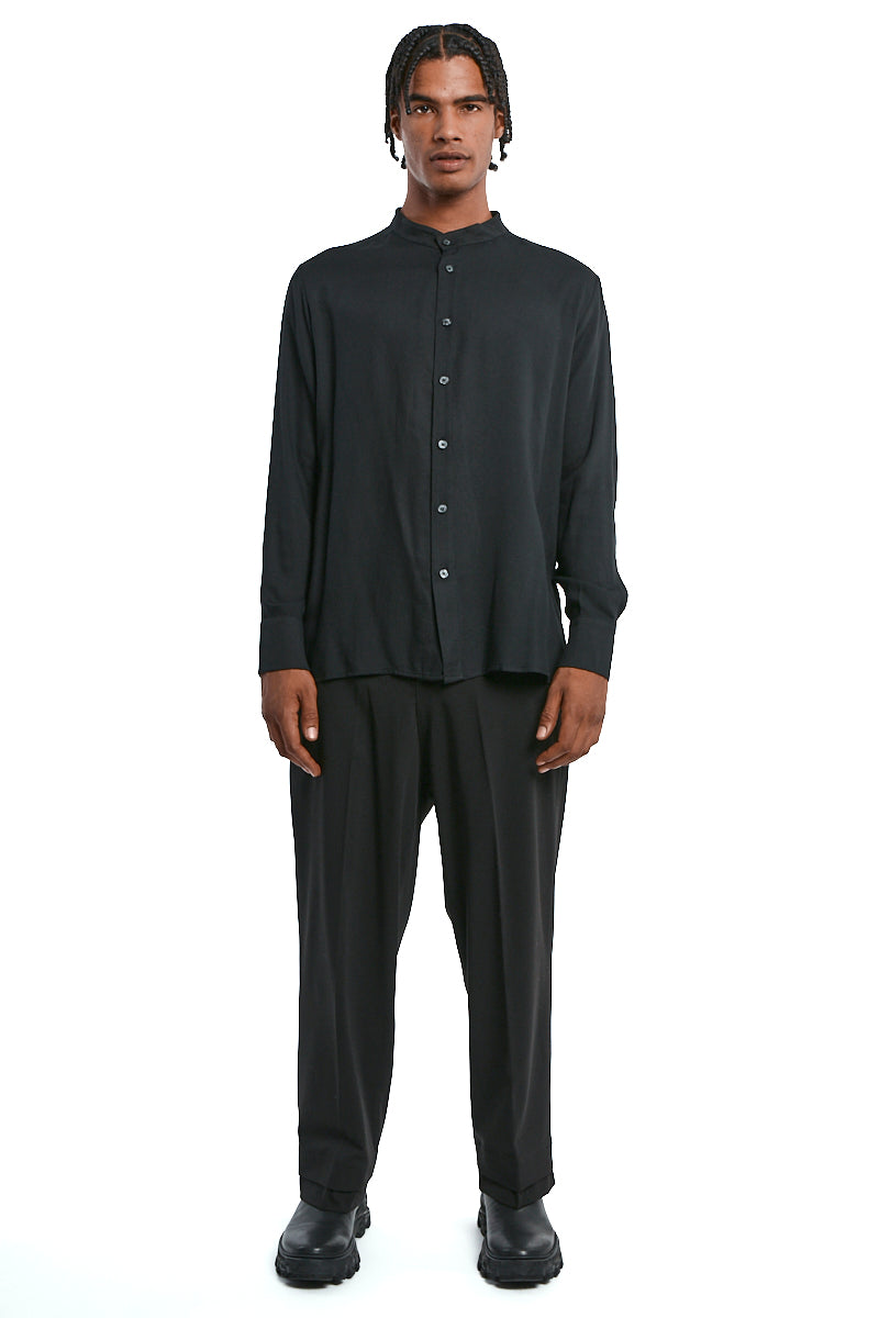 BLACK REGULAR GAUZE VISCOSE SHIRT