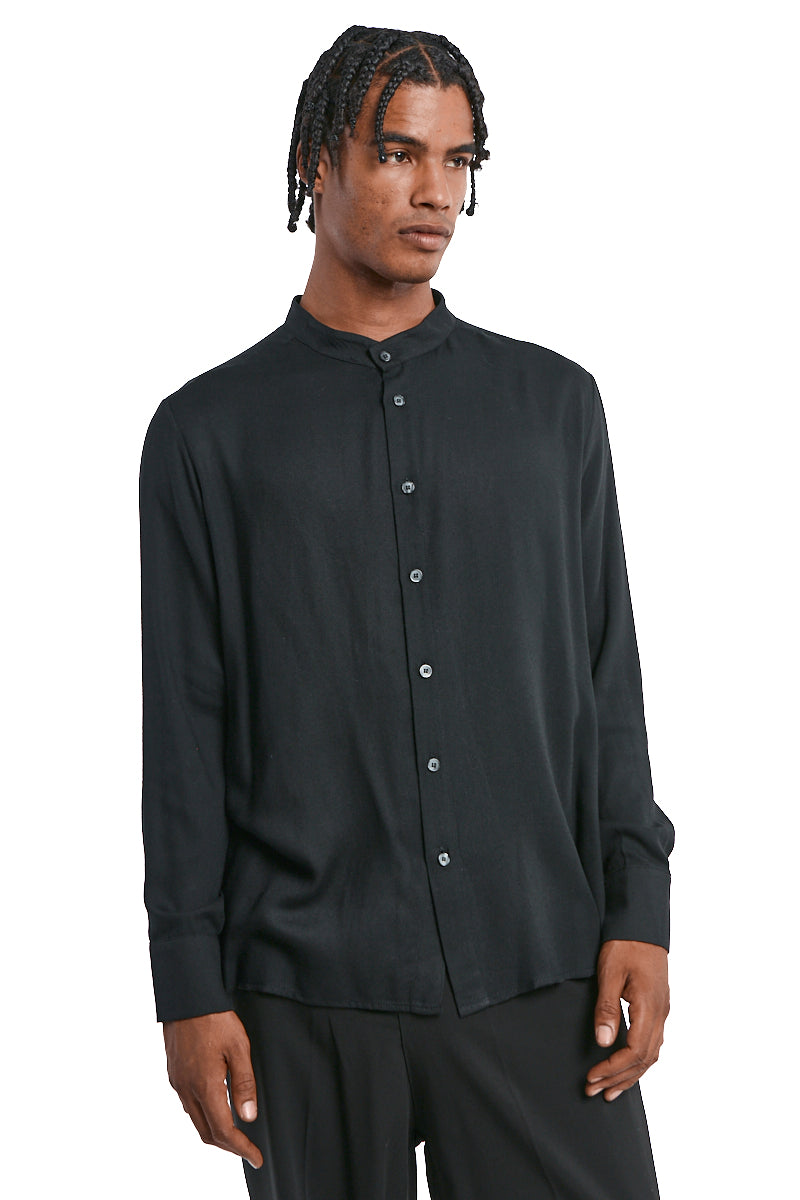 BLACK REGULAR GAUZE VISCOSE SHIRT