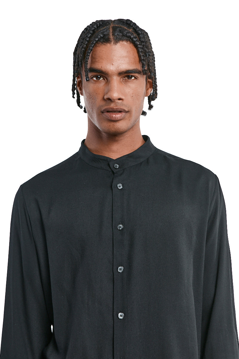 BLACK REGULAR GAUZE VISCOSE SHIRT