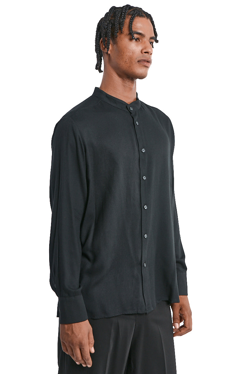 BLACK REGULAR GAUZE VISCOSE SHIRT