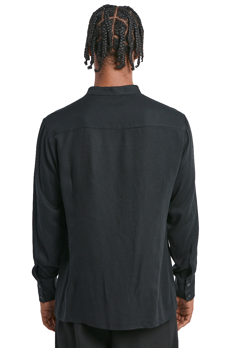 BLACK REGULAR GAUZE VISCOSE SHIRT