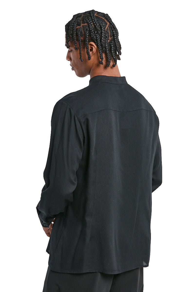 BLACK REGULAR GAUZE VISCOSE SHIRT