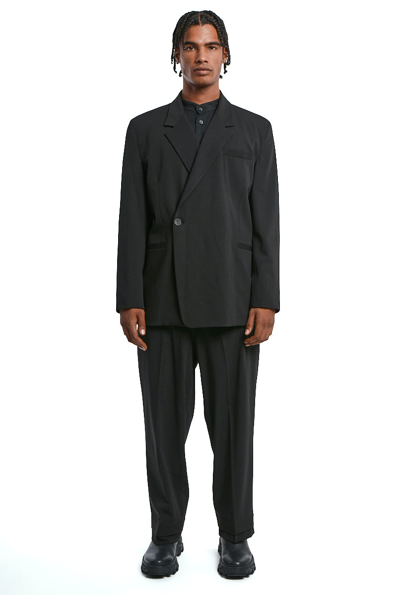 BLACK FLUID WOOL BLEND JACKET