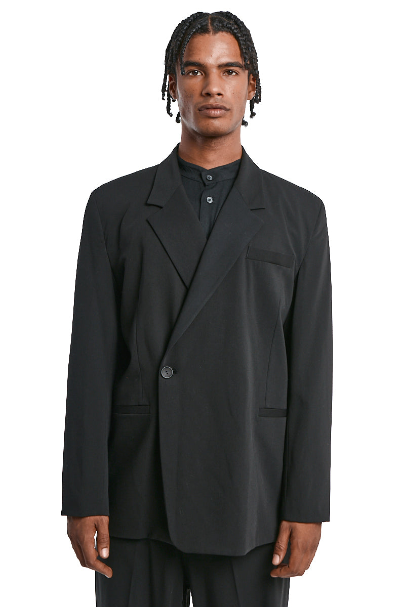 BLACK FLUID WOOL BLEND JACKET