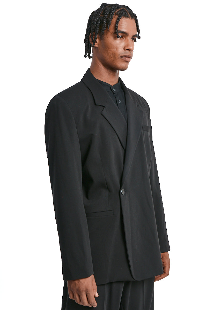 BLACK FLUID WOOL BLEND JACKET