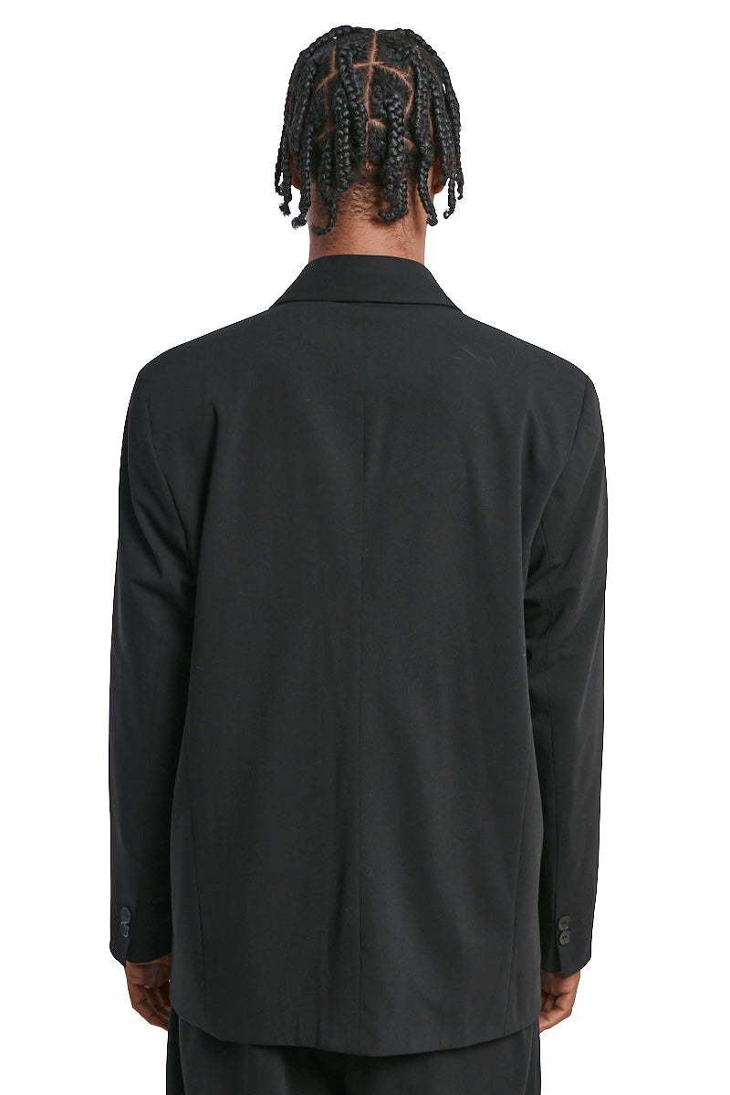 BLACK FLUID WOOL BLEND JACKET