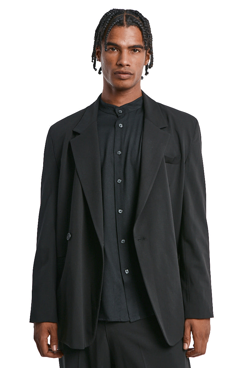 BLACK FLUID WOOL BLEND JACKET