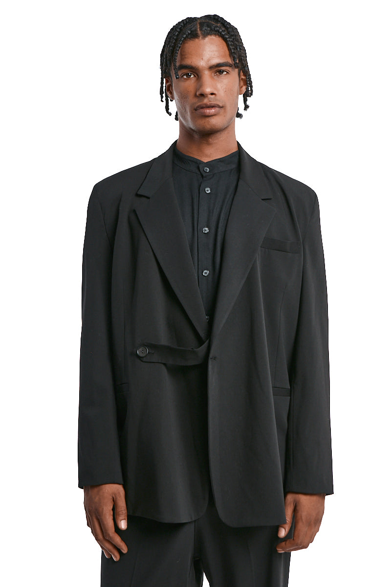 BLACK FLUID WOOL BLEND JACKET