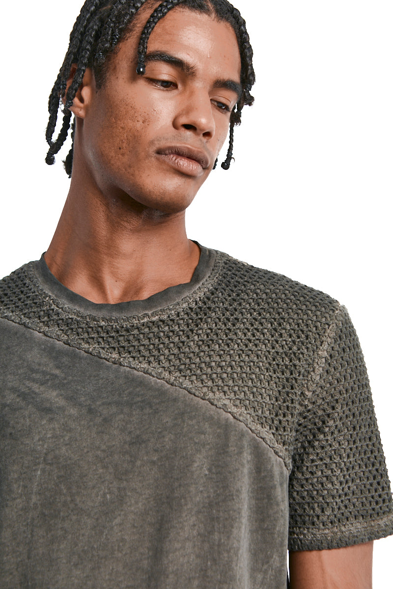 MUD MESH COTTON COLD-DYED T-SHIRT