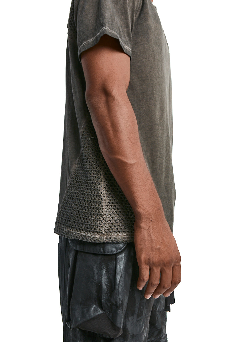 MUD MESH COTTON COLD-DYED T-SHIRT
