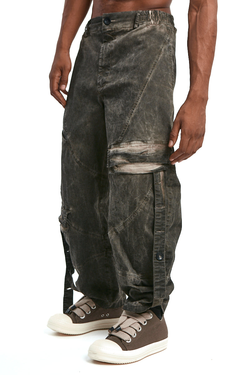 MUD BALLOON COTTON COLD-DYED CARGO TROUSERS