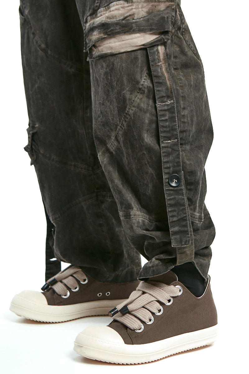 MUD BALLOON COTTON COLD-DYED CARGO TROUSERS