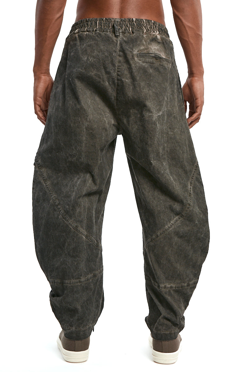 MUD BALLOON COTTON COLD-DYED CARGO TROUSERS