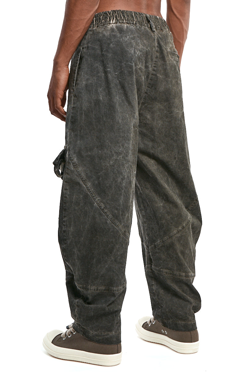 MUD BALLOON COTTON COLD-DYED CARGO TROUSERS
