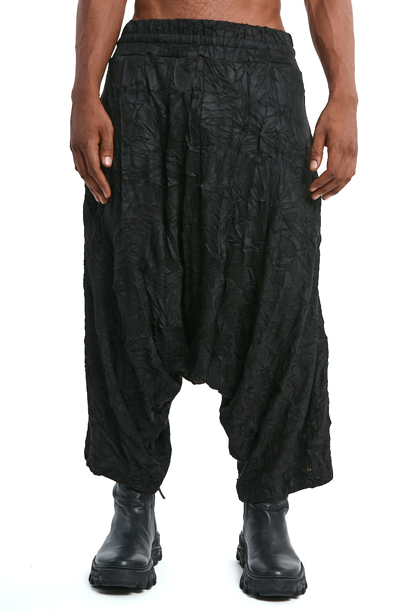 TROUSERS OVERSIZE LOW-CROTCH WRINKLED JERSEY BLACK