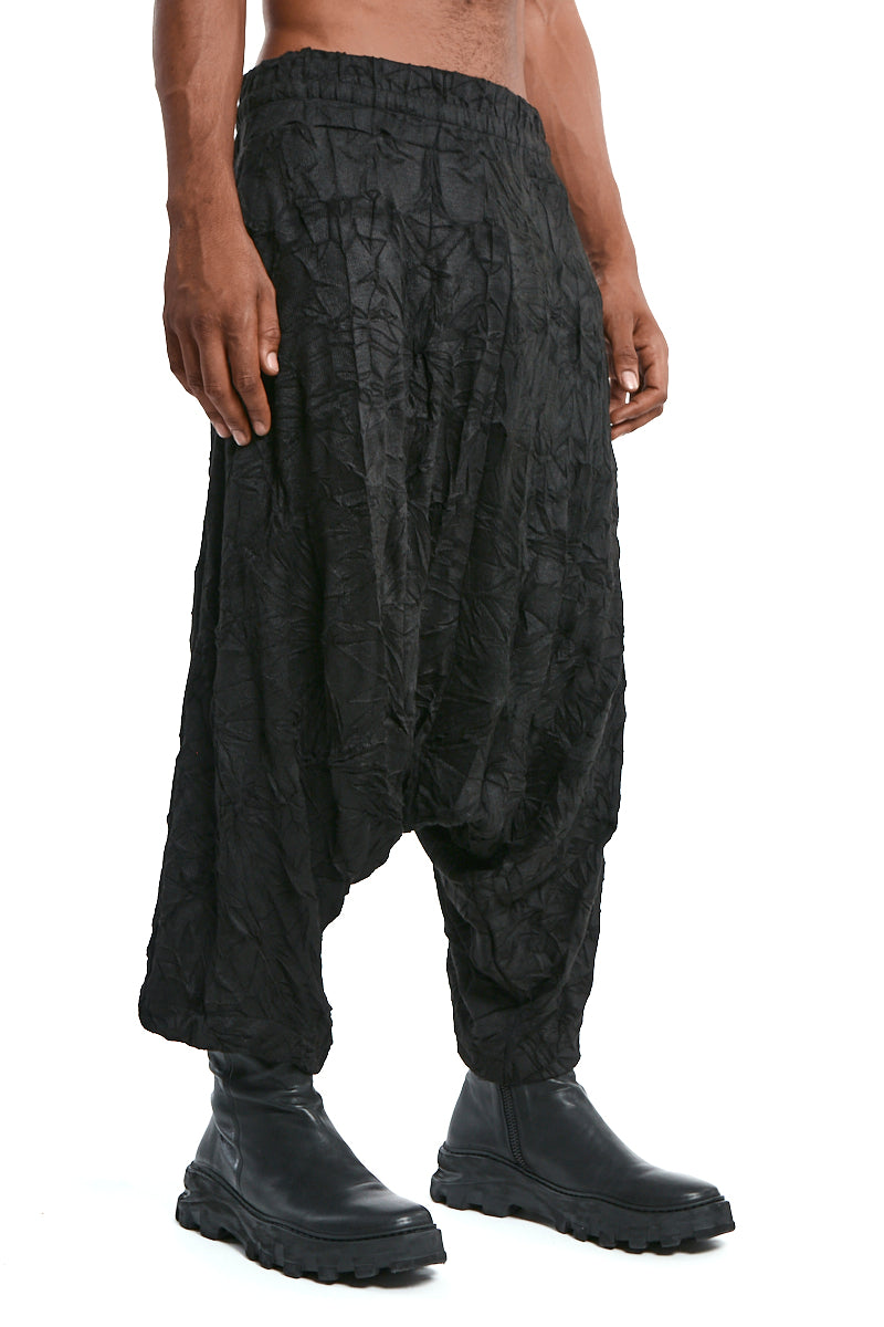 TROUSERS OVERSIZE LOW-CROTCH WRINKLED JERSEY BLACK