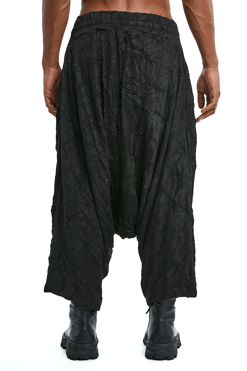 TROUSERS OVERSIZE LOW-CROTCH WRINKLED JERSEY BLACK