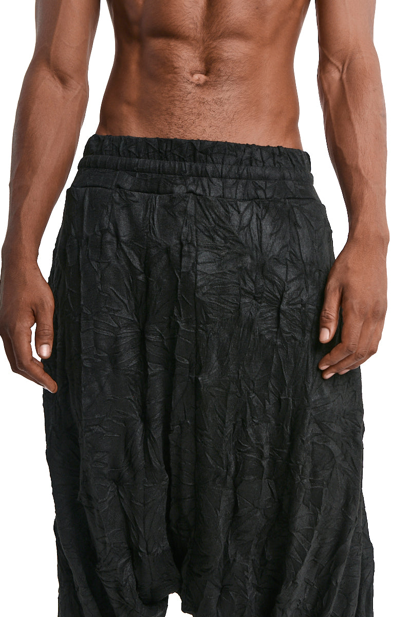 TROUSERS OVERSIZE LOW-CROTCH WRINKLED JERSEY BLACK