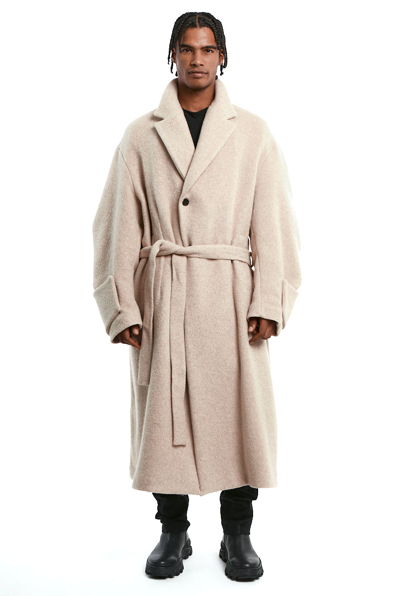 SAND OVERCOAT WOOL BLEND CLOTH SAND