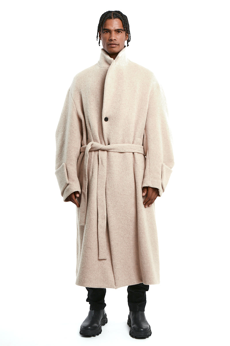 SAND OVERCOAT WOOL BLEND CLOTH SAND