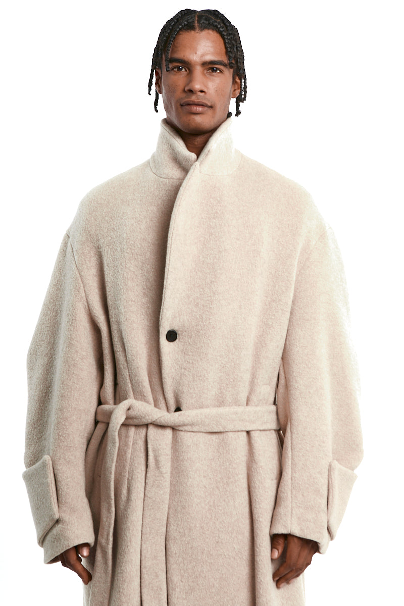 SAND OVERCOAT WOOL BLEND CLOTH SAND
