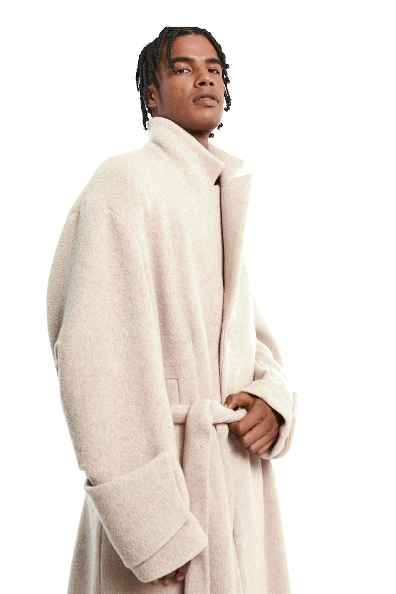 SAND OVERCOAT WOOL BLEND CLOTH SAND