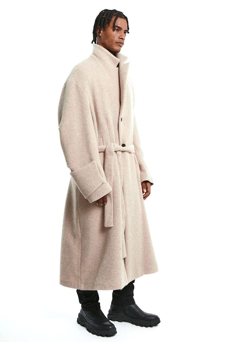 SAND OVERCOAT WOOL BLEND CLOTH SAND