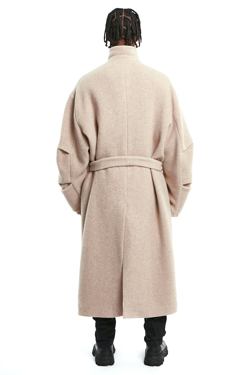 SAND OVERCOAT WOOL BLEND CLOTH SAND