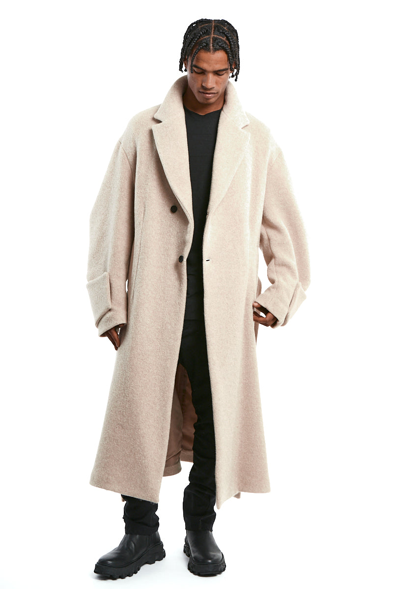 SAND OVERCOAT WOOL BLEND CLOTH SAND