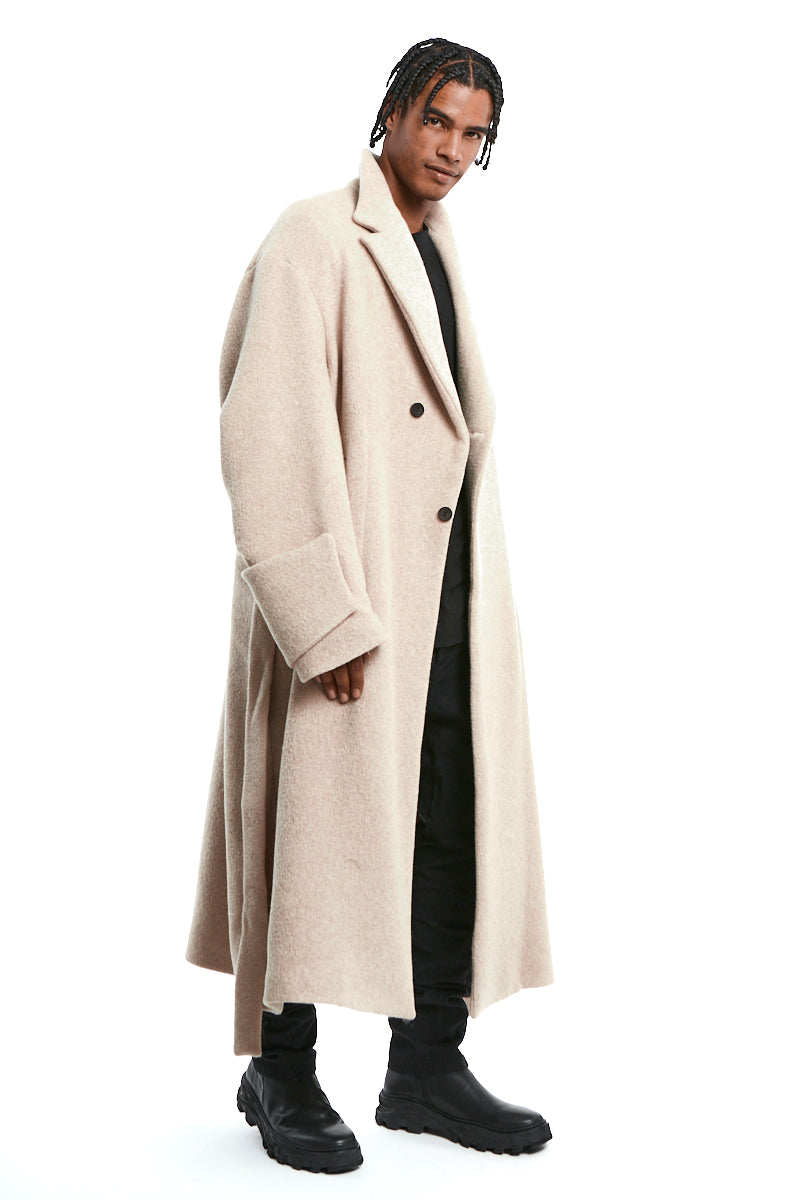 SAND OVERCOAT WOOL BLEND CLOTH SAND