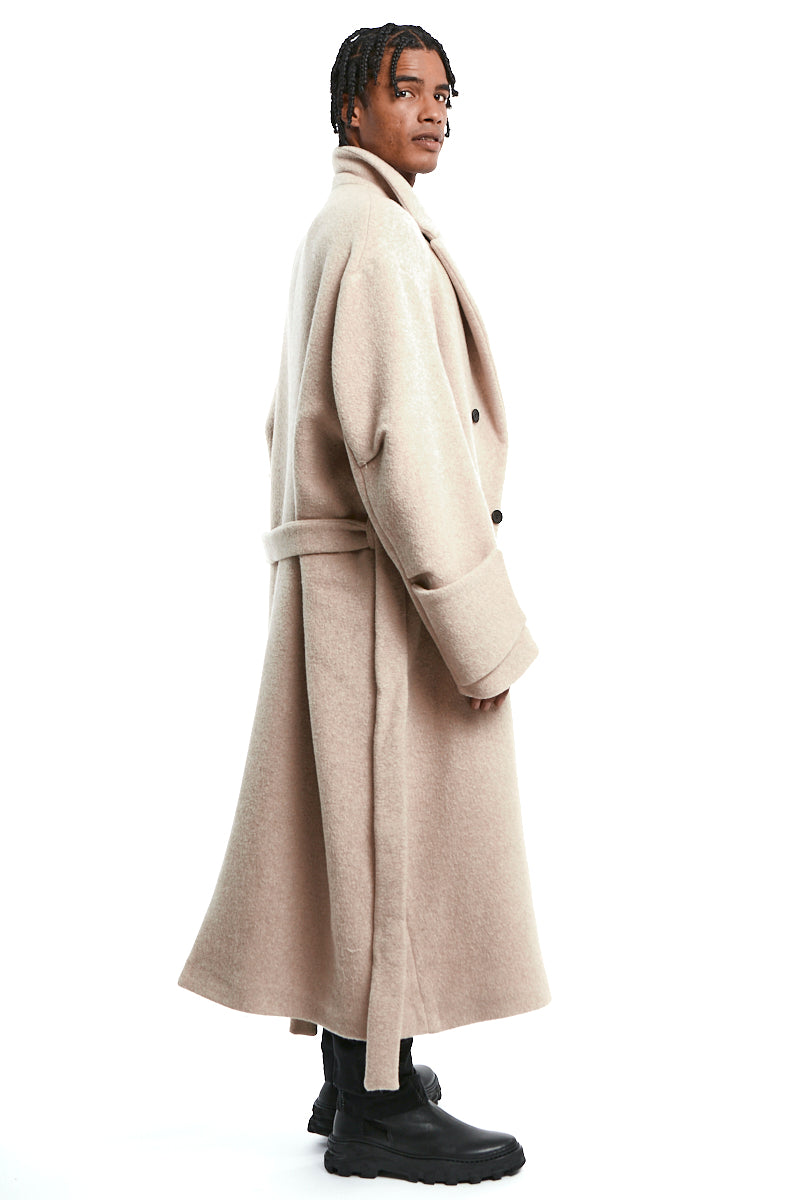 SAND OVERCOAT WOOL BLEND CLOTH SAND