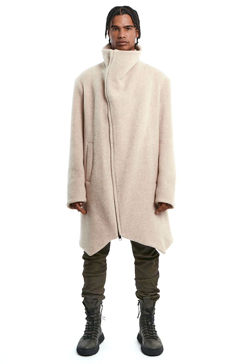 SAND WOOL BLEND OVERCOAT