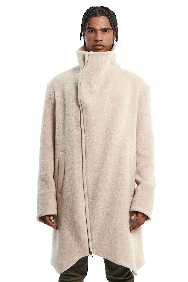 SAND WOOL BLEND OVERCOAT