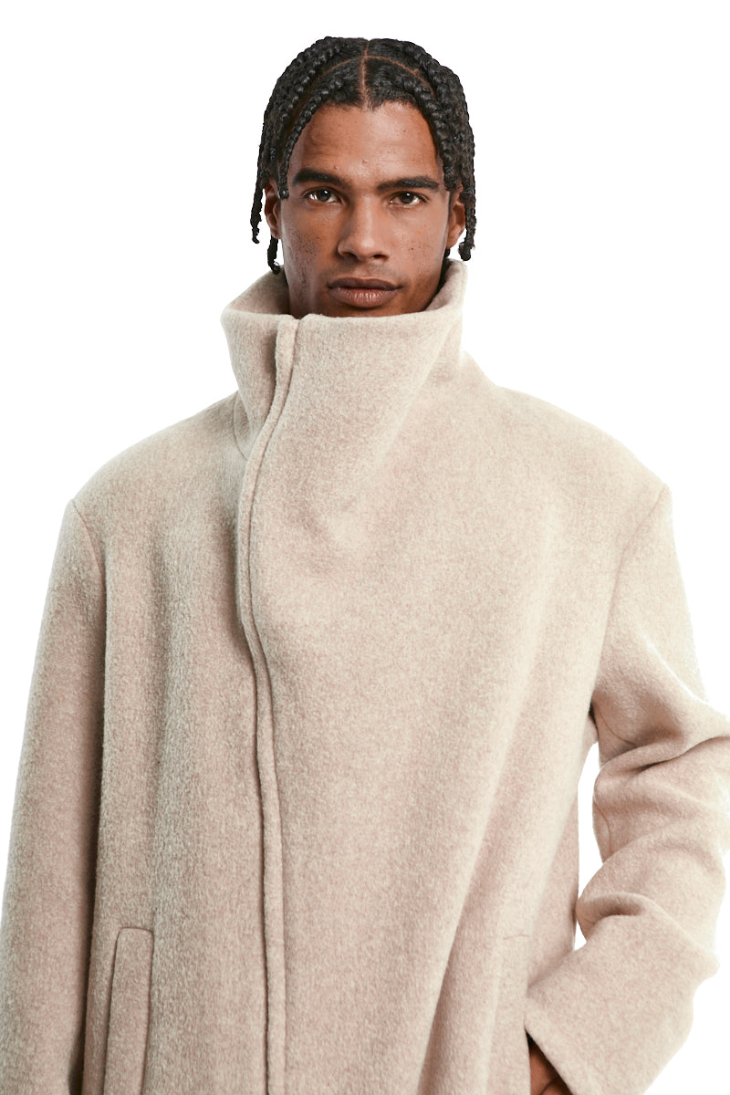 SAND WOOL BLEND OVERCOAT