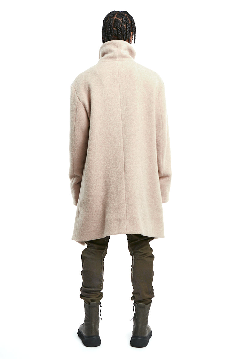 SAND WOOL BLEND OVERCOAT