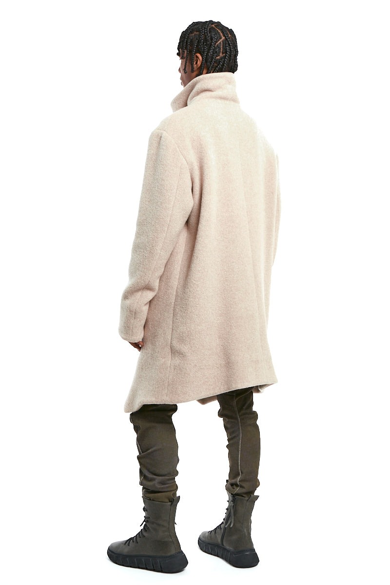 SAND WOOL BLEND OVERCOAT
