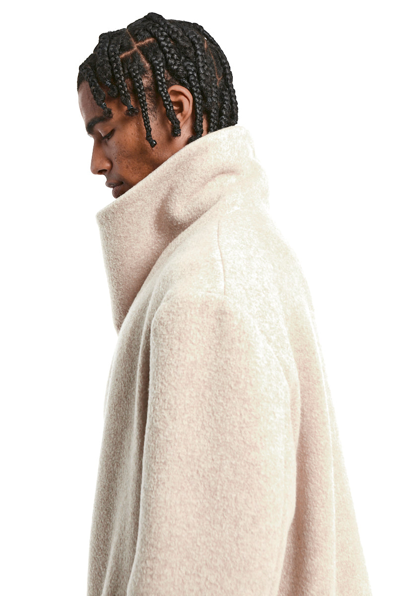 SAND WOOL BLEND OVERCOAT