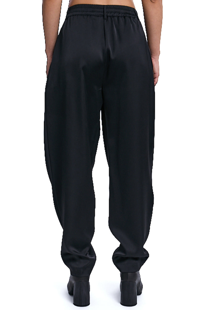 BLACK SATIN BALLOON TROUSER