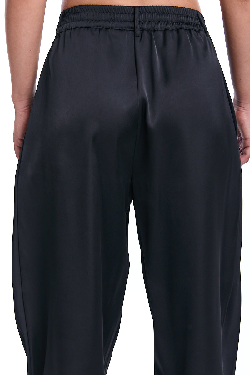 BLACK SATIN BALLOON TROUSER