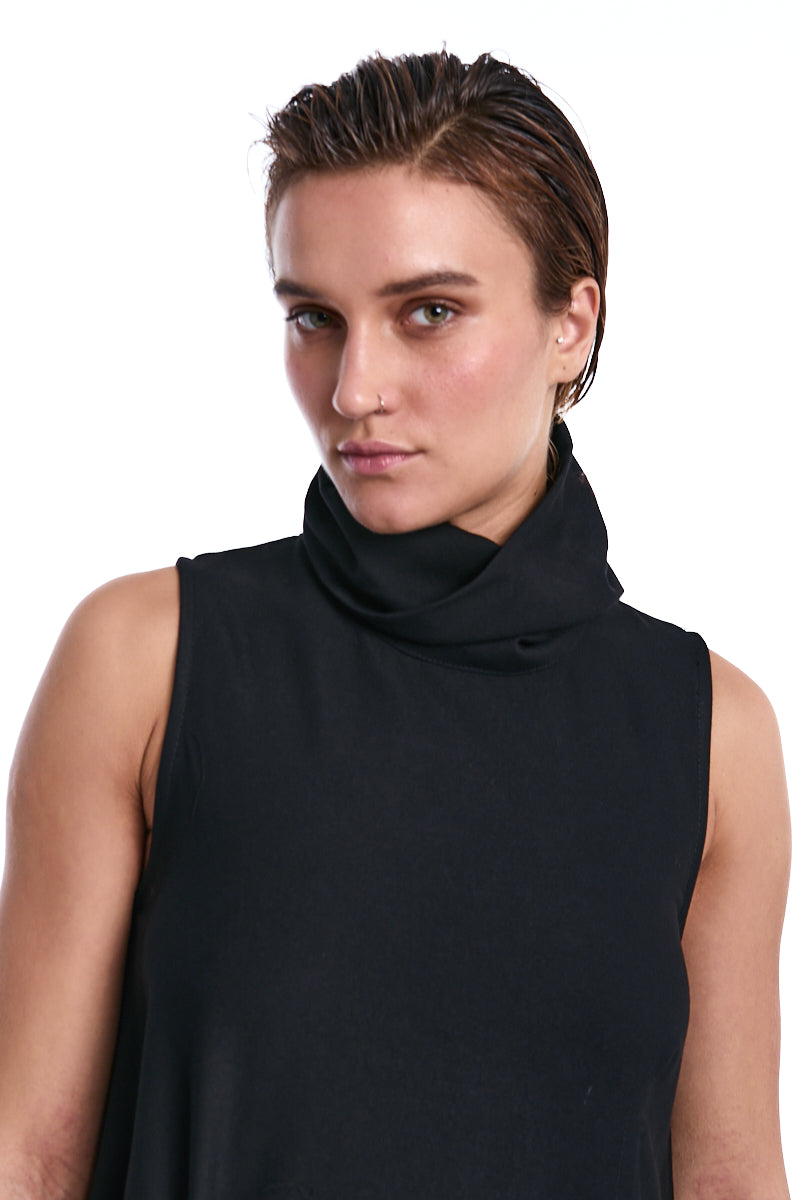 BLACK SLEEVELESS OVERSIZED DRESS