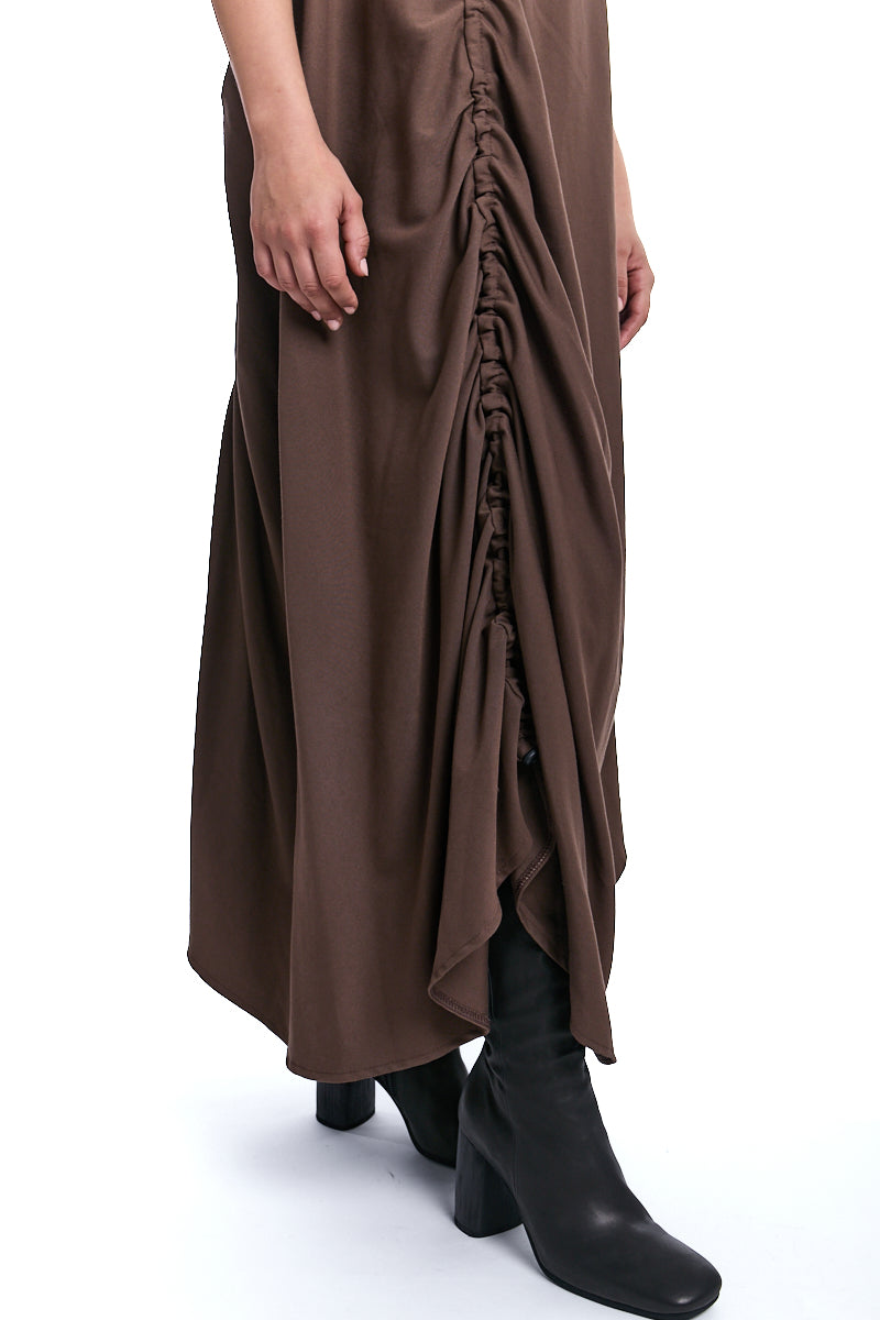 BROWN SLEEVELESS OVERSIZED DRESS