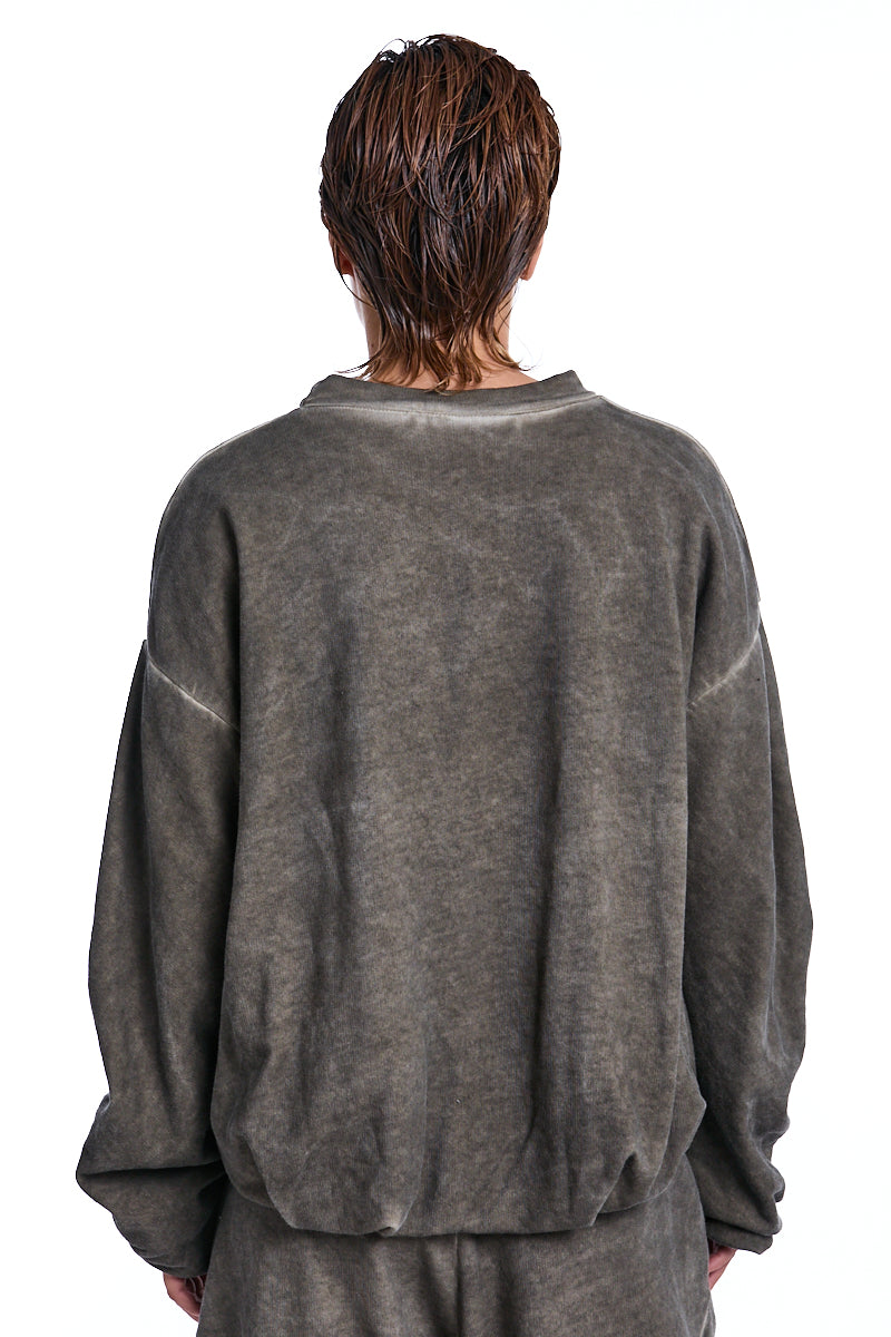 COLD BEIGE DOUBLED OVER CROP FLEECE SWEATER