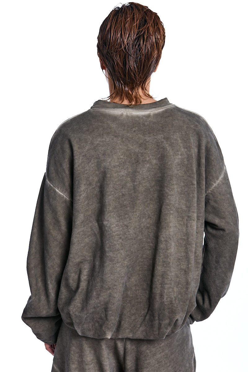 COLD BEIGE DOUBLED OVER CROP FLEECE SWEATER